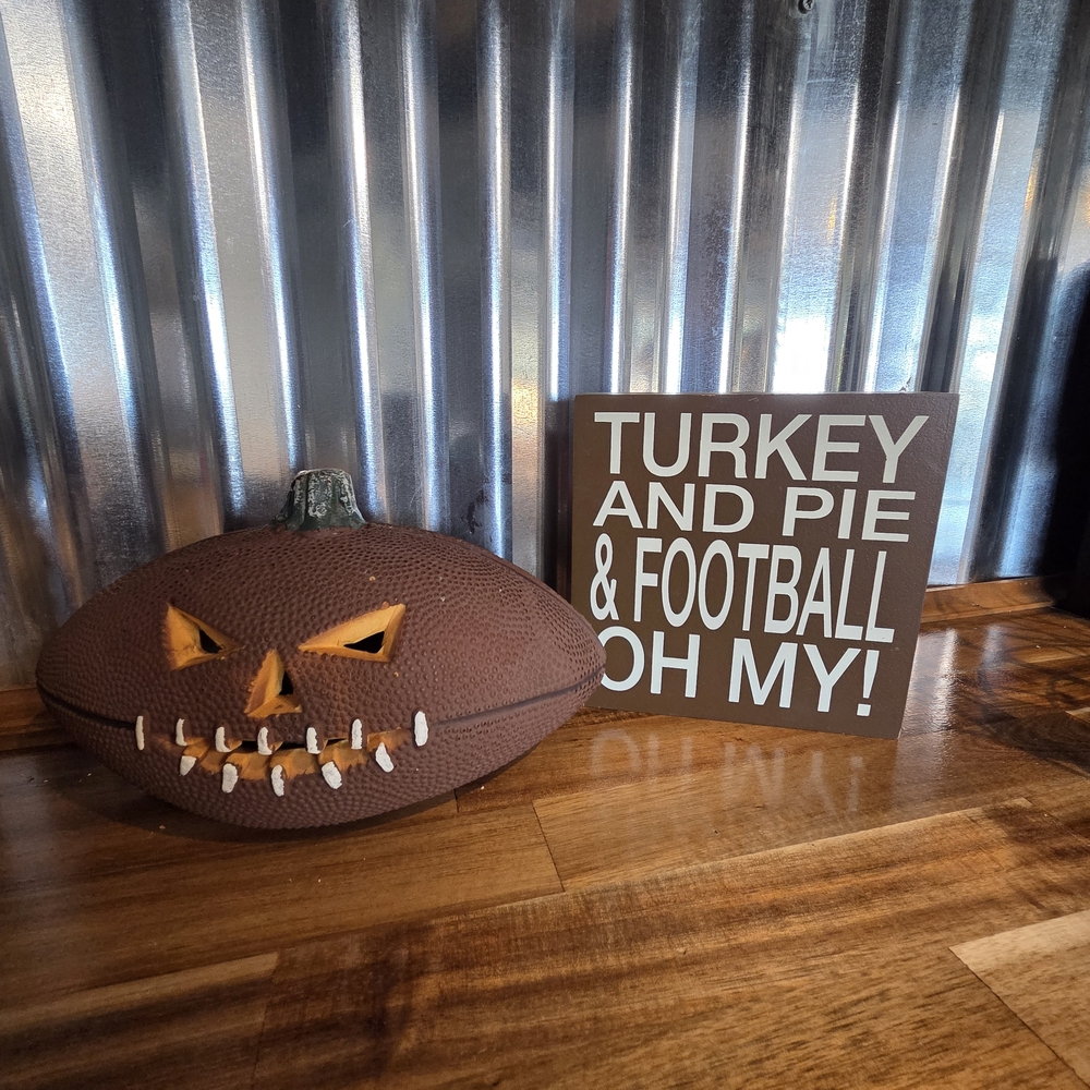 Pumpkin Football Decor and Sign